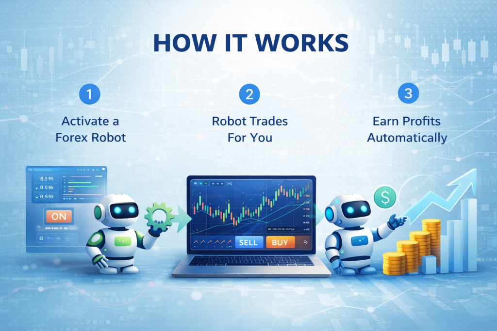 How it works automated forex trading process with trading robot and platform